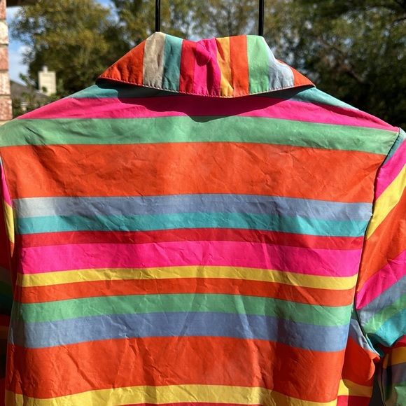 Vintage Aquasheen Aqua Sheen Striped Raincoat Rain Coat XS To Die For USA Made - Picture 8 of 11